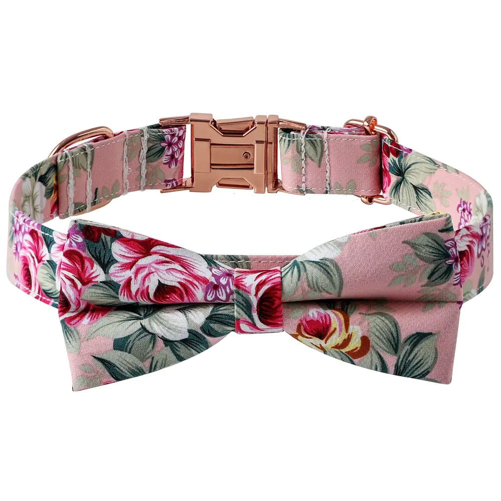 Elegant Cotton Dog Collar with Rose Clasp