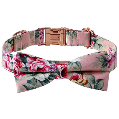 Elegant Cotton Dog Collar with Rose Clasp