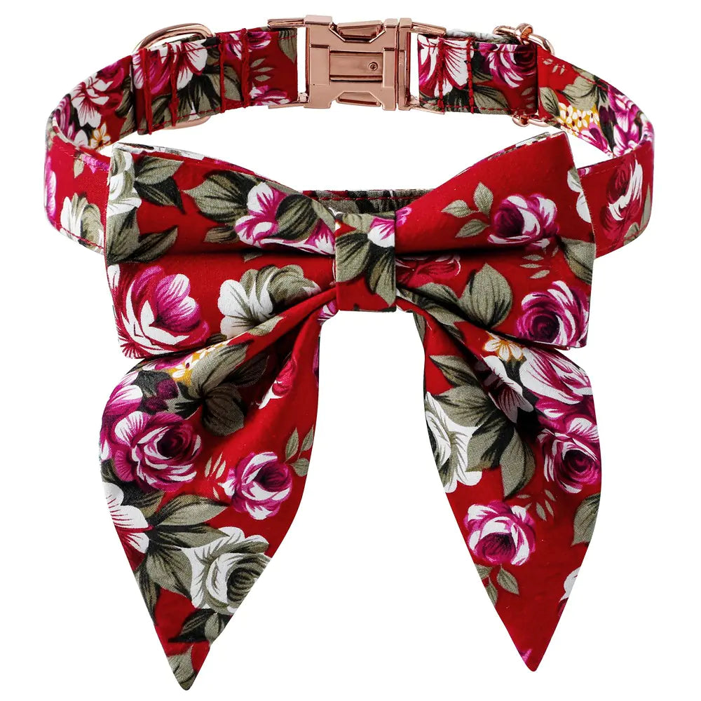 Elegant Cotton Dog Collar with Rose Clasp