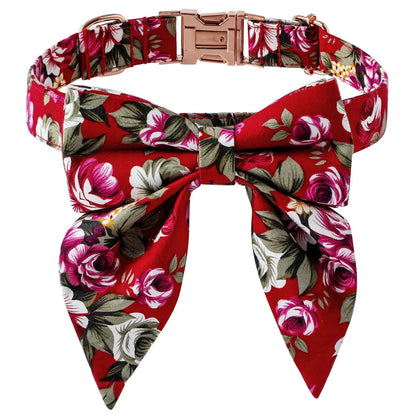 Elegant Cotton Dog Collar with Rose Clasp