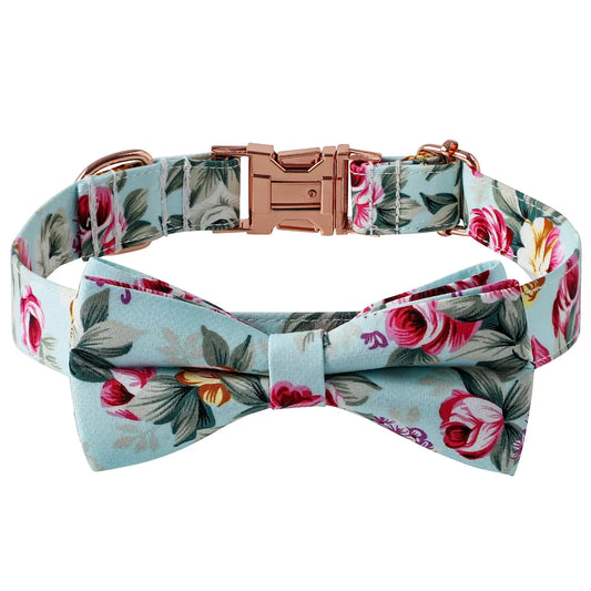 Elegant Cotton Dog Collar with Rose Clasp