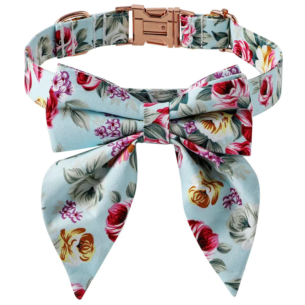 Elegant Cotton Dog Collar with Rose Clasp