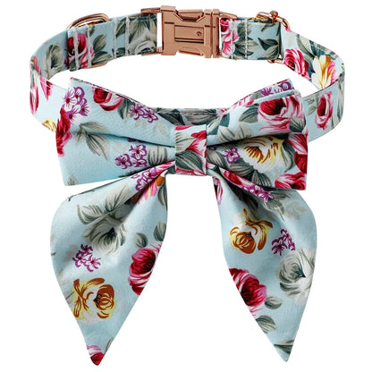 Elegant Cotton Dog Collar with Rose Clasp