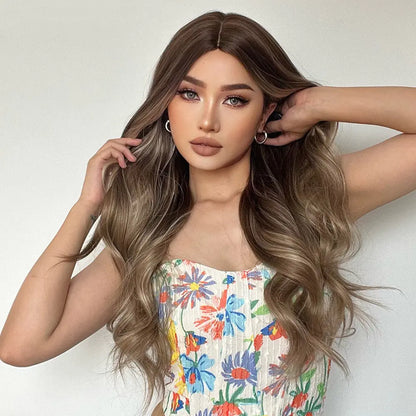 Elegant Ombre Gray-Brown Curly Wig