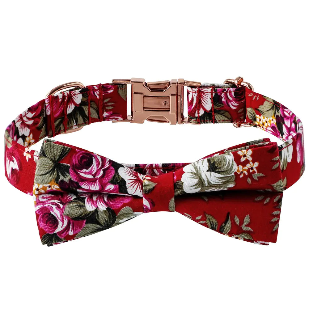Elegant Cotton Dog Collar with Rose Clasp
