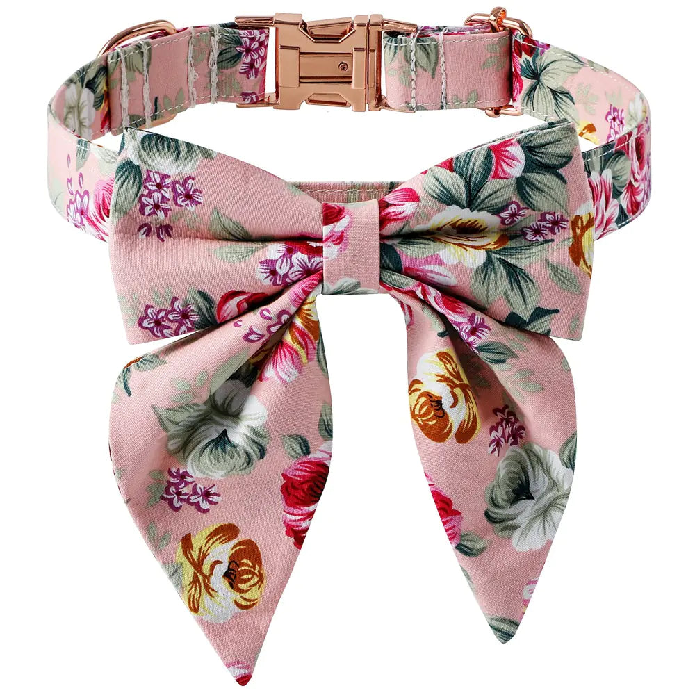 Elegant Cotton Dog Collar with Rose Clasp