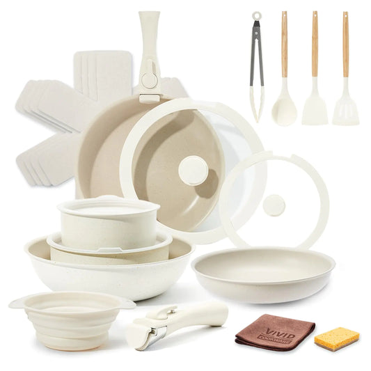 VIVIDCOOKWARE 22pc Space-Saving Nonstick Cookware Set