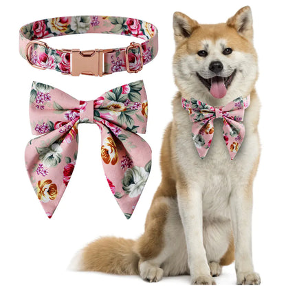 Elegant Cotton Dog Collar with Rose Clasp
