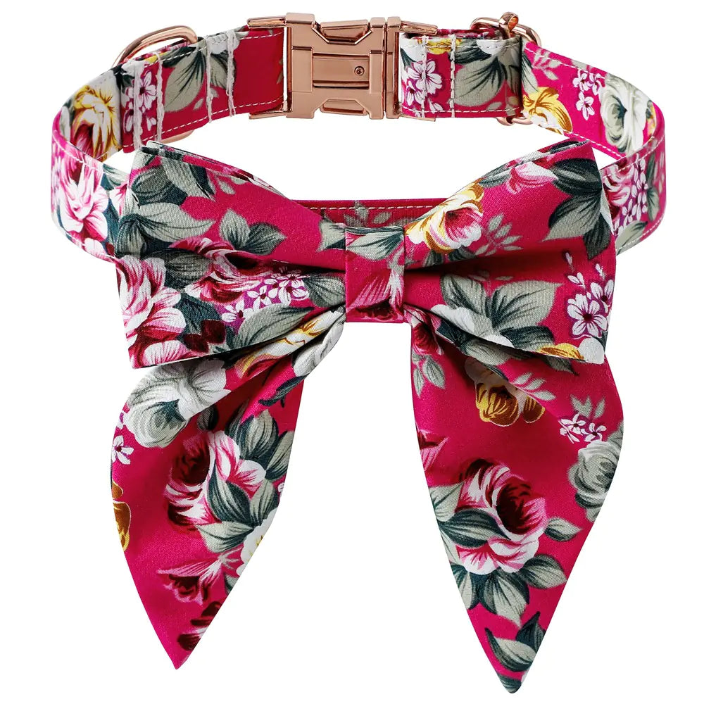 Elegant Cotton Dog Collar with Rose Clasp